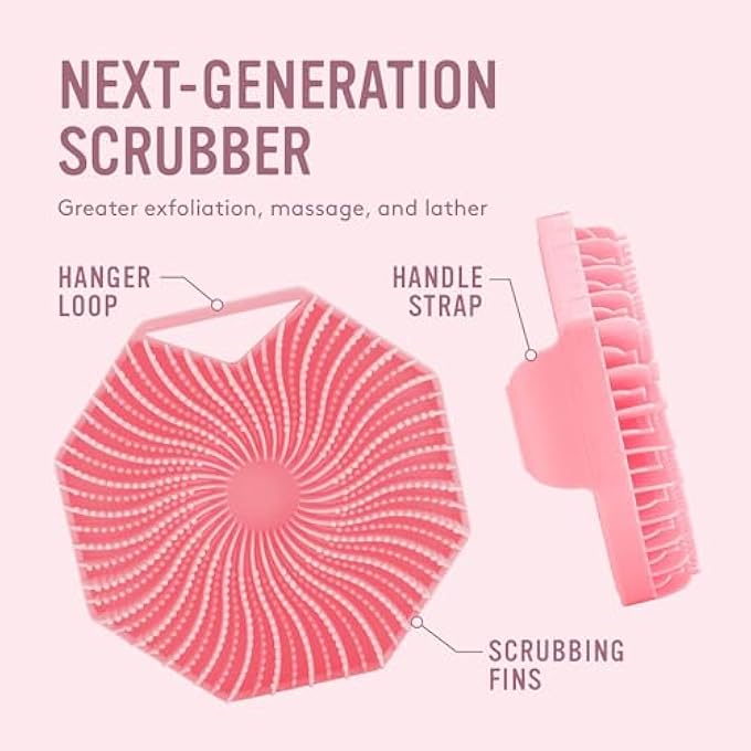 Khazna Silicone Body Scrubber for Sensitive Skin, Eco-Friendly, Lathers Well, and Charcoal-Infused for a Deep Clean,Get Softer, Healthier Skin (Pink) - Image 2